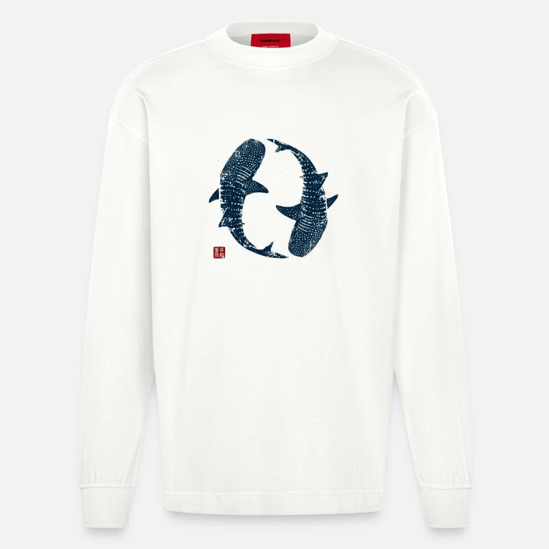 Cercle des requins-baleines - Manches longues bio épais oversize fabriqué en UE - OFF WHITE