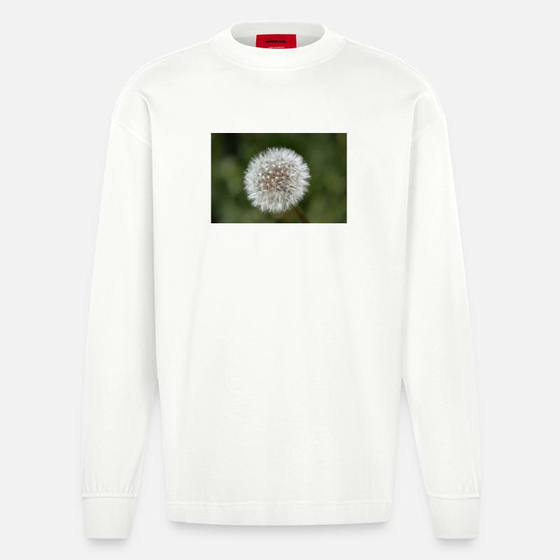 Gros plan d’un pissenlit - affiche. - Manches longues bio épais oversize fabriqué en UE - OFF WHITE