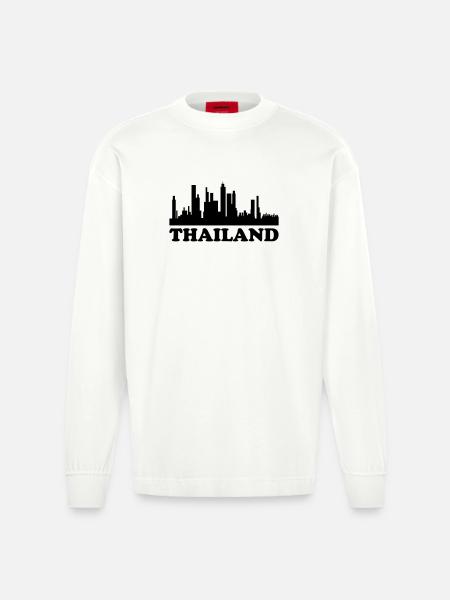 Skyline de Thaïlande - Manches longues bio épais oversize fabriqué en UE - OFF WHITE