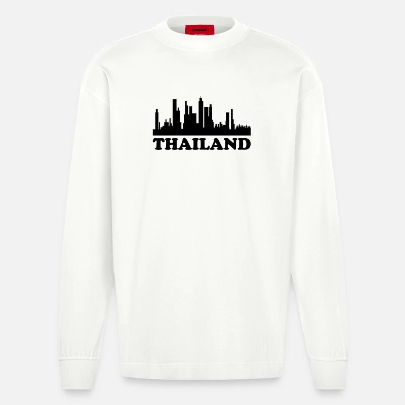 Thailand Skyline - Heavyweight Oversized Organic Langarmshirt Made in EU - OFF WHITE