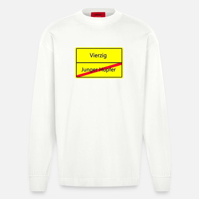 ortsschild_vierzig - Heavyweight Oversized Organic Langarmshirt Made in EU - OFF WHITE