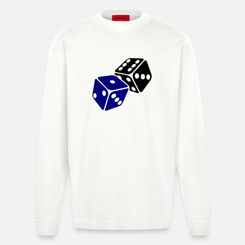 Blue Cube Minimal Design - Manches longues bio épais oversize fabriqué en UE - OFF WHITE