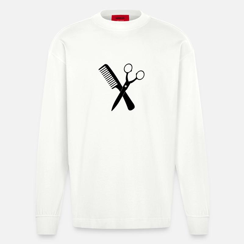 Ciseaux croisés - Manches longues bio épais oversize fabriqué en UE - OFF WHITE
