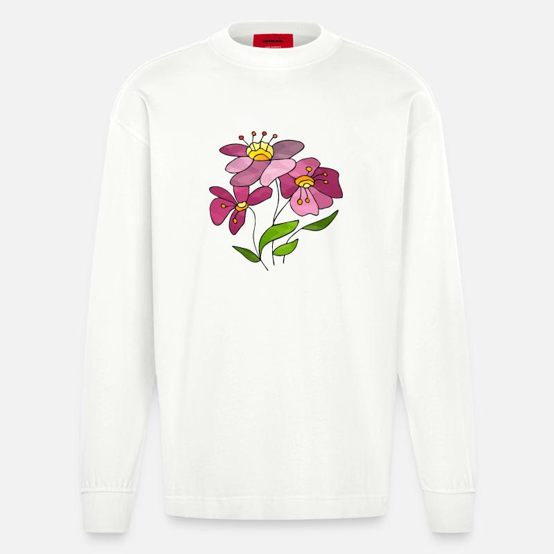 Fleur - Manches longues bio épais oversize fabriqué en UE - OFF WHITE
