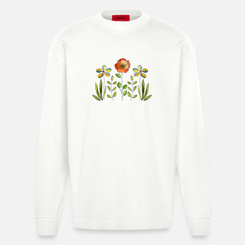 Fleur - Manches longues bio épais oversize fabriqué en UE - OFF WHITE