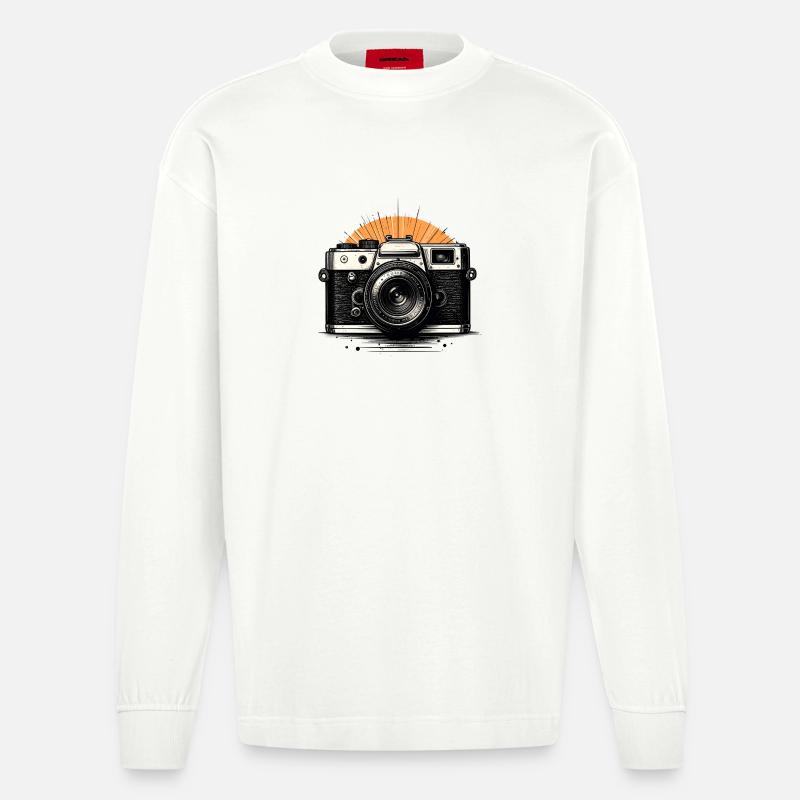 Caméra rétro Sunburst - Manches longues bio épais oversize fabriqué en UE - OFF WHITE