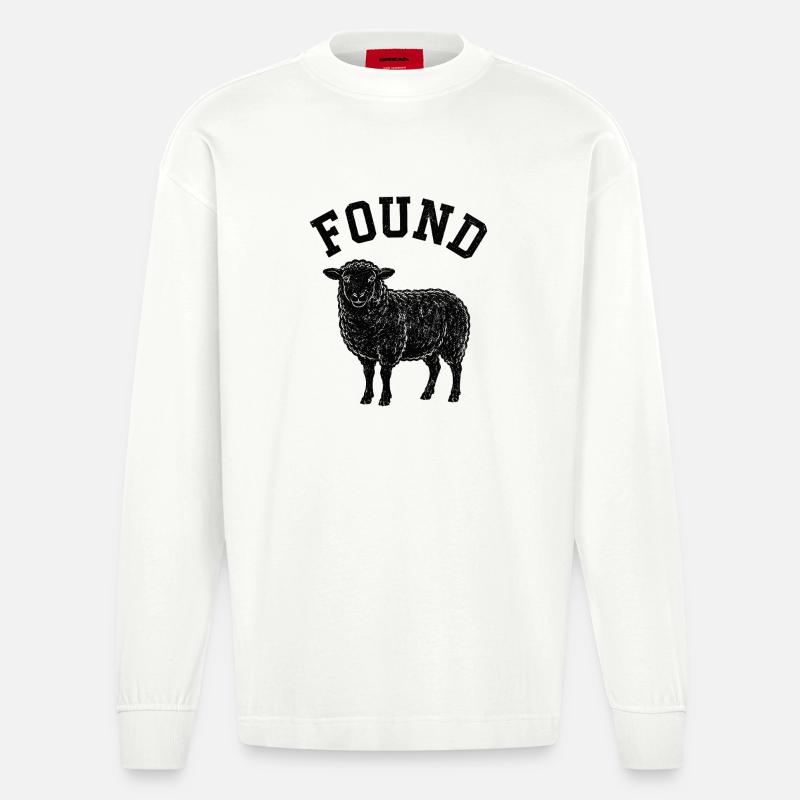 Silhouette de mouton trouvée - Manches longues bio épais oversize fabriqué en UE - OFF WHITE