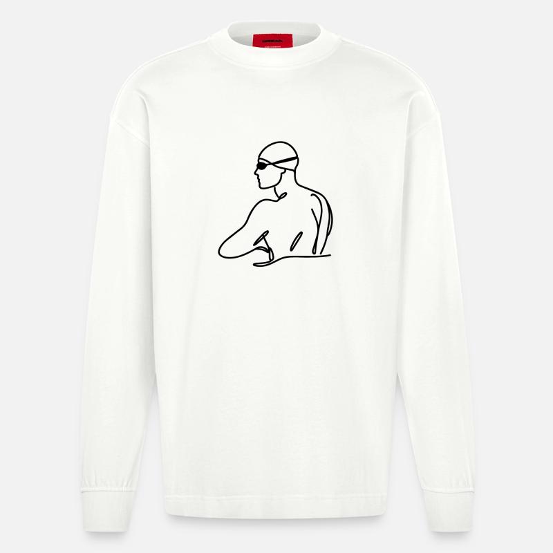 Graphisme de flotteur - Manches longues bio épais oversize fabriqué en UE - OFF WHITE