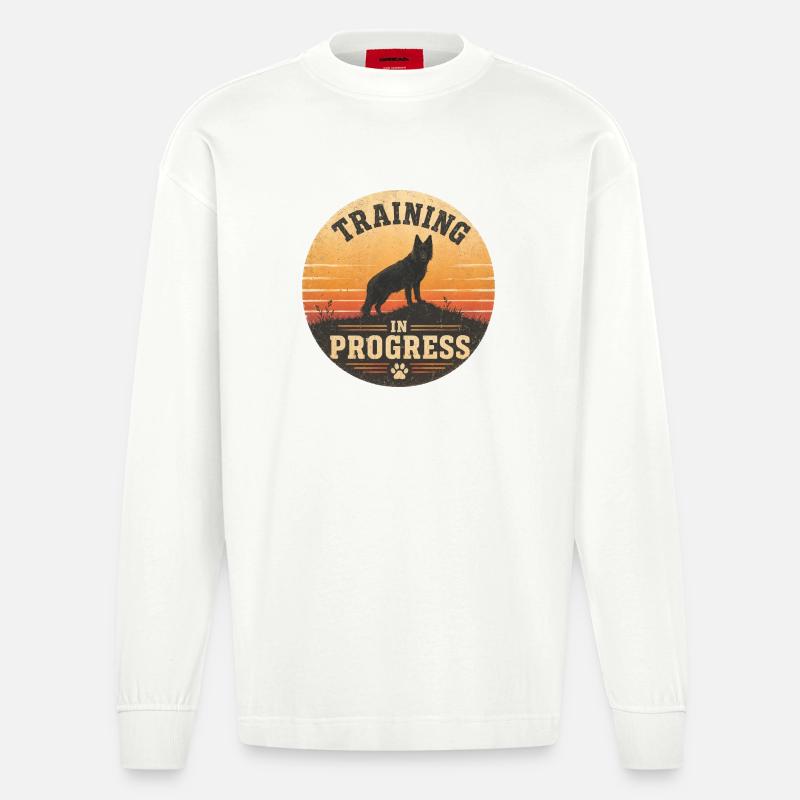 Training in Progress - Heavyweight Oversized Organic Langarmshirt Made in EU - OFF WHITE