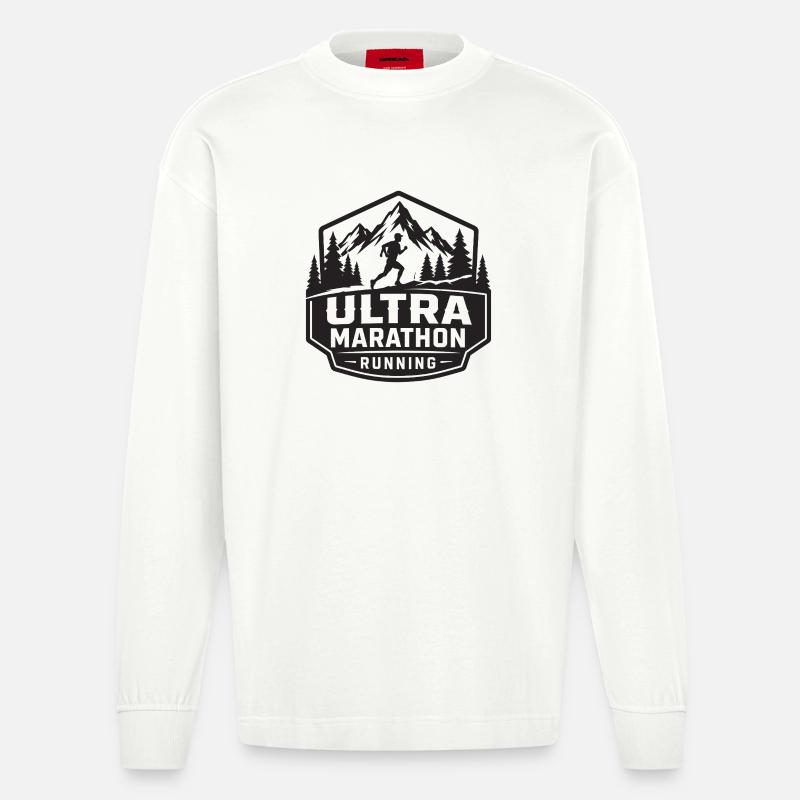Insigne de Mountain Course d’Ultramarathon - Manches longues bio épais oversize fabriqué en UE - OFF WHITE