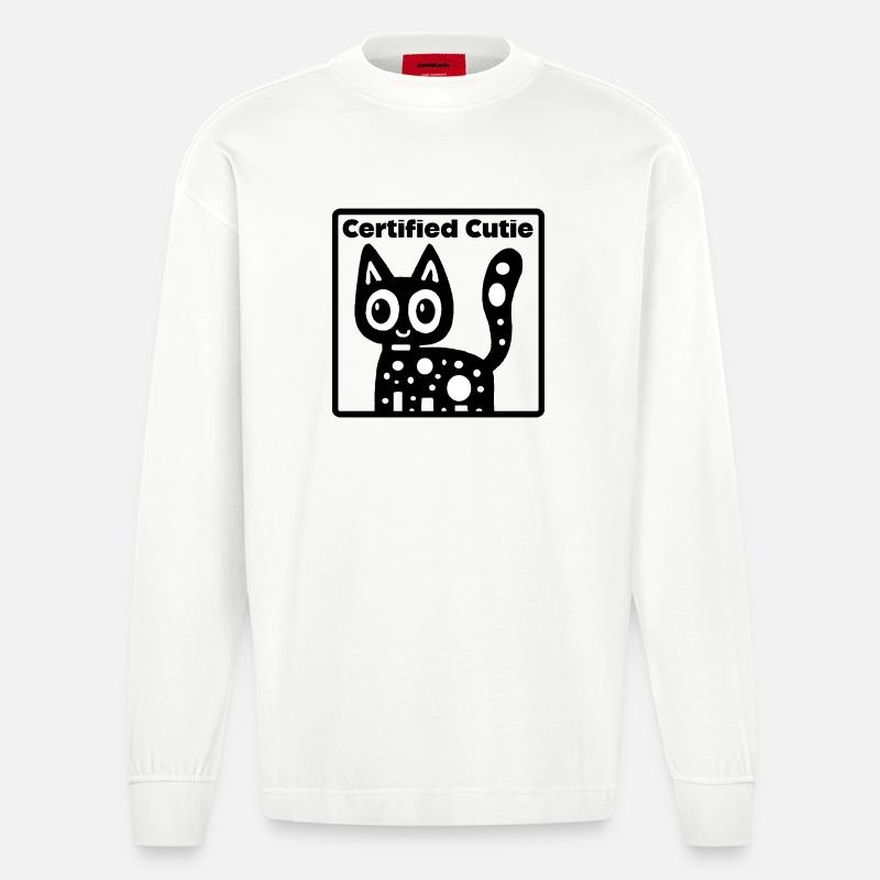 Chat Surcharge de Mignonnerie - Manches longues bio épais oversize fabriqué en UE - OFF WHITE
