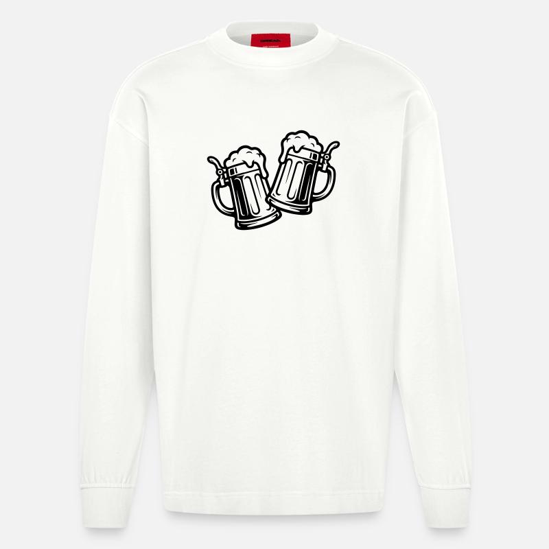Bier Prost Symbol - Heavyweight Oversized Organic Langarmshirt Made in EU - OFF WHITE