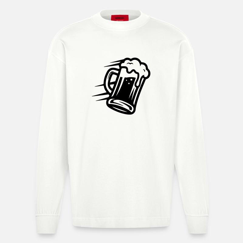 Bier Bierglas Symbol - Heavyweight Oversized Organic Langarmshirt Made in EU - OFF WHITE