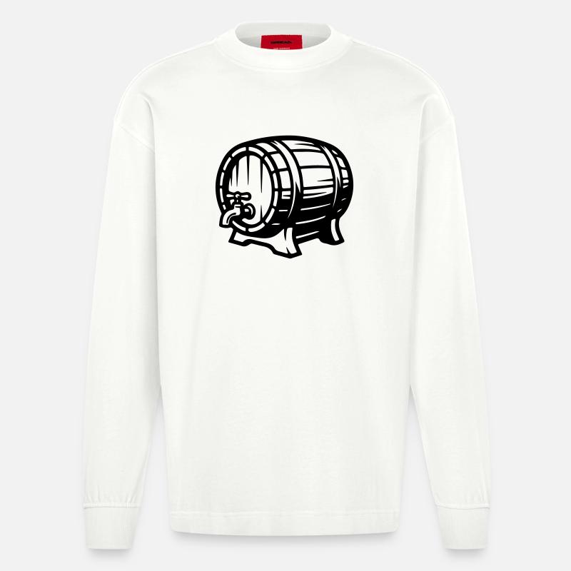 Bierfass Symbol Bier - Heavyweight Oversized Organic Langarmshirt Made in EU - OFF WHITE