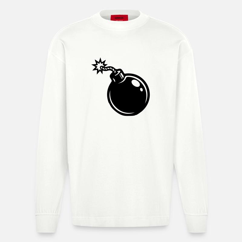 Icône de la bombe - Manches longues bio épais oversize fabriqué en UE - OFF WHITE