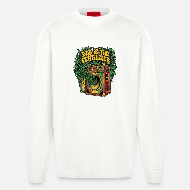 Dub Reggae Soil - Heavyweight Oversized Organic Langarmshirt Made in EU - OFF WHITE