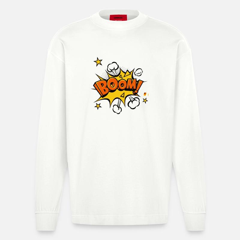 Boom Comic Explosion - Manches longues bio épais oversize fabriqué en UE - OFF WHITE