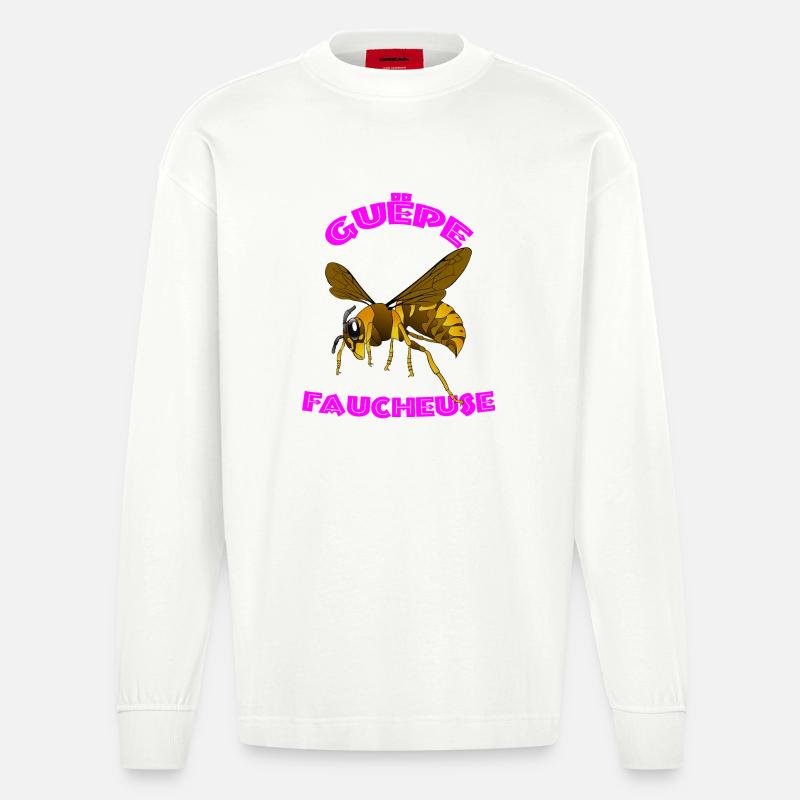 Vector Reaper Wespe – Rosa Bogendesign - Heavyweight Oversized Organic Langarmshirt Made in EU - OFF WHITE