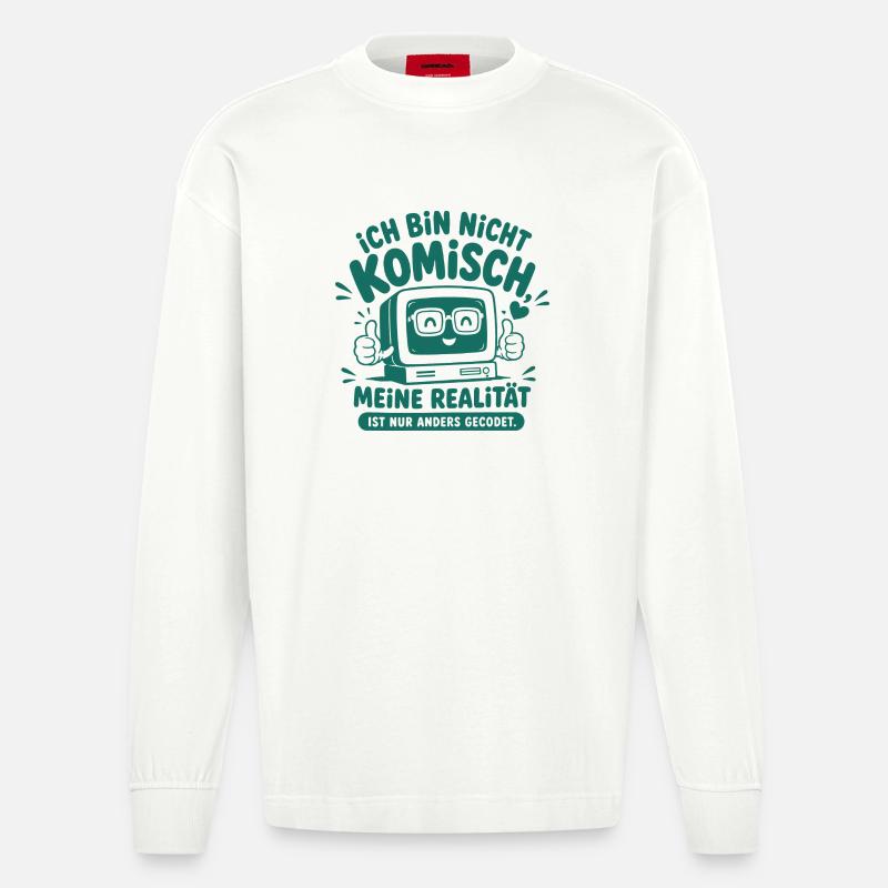 Nerd Realität Anders Gecodet - Heavyweight Oversized Organic Langarmshirt Made in EU - OFF WHITE