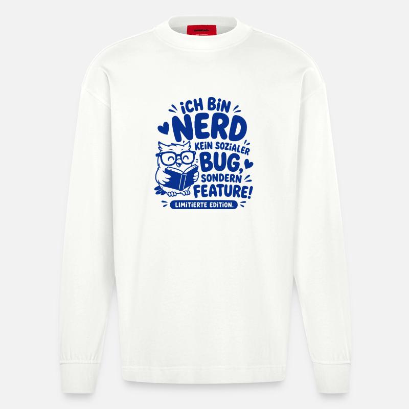 Nerd Feature Limitierte Edition - Heavyweight Oversized Organic Langarmshirt Made in EU - OFF WHITE