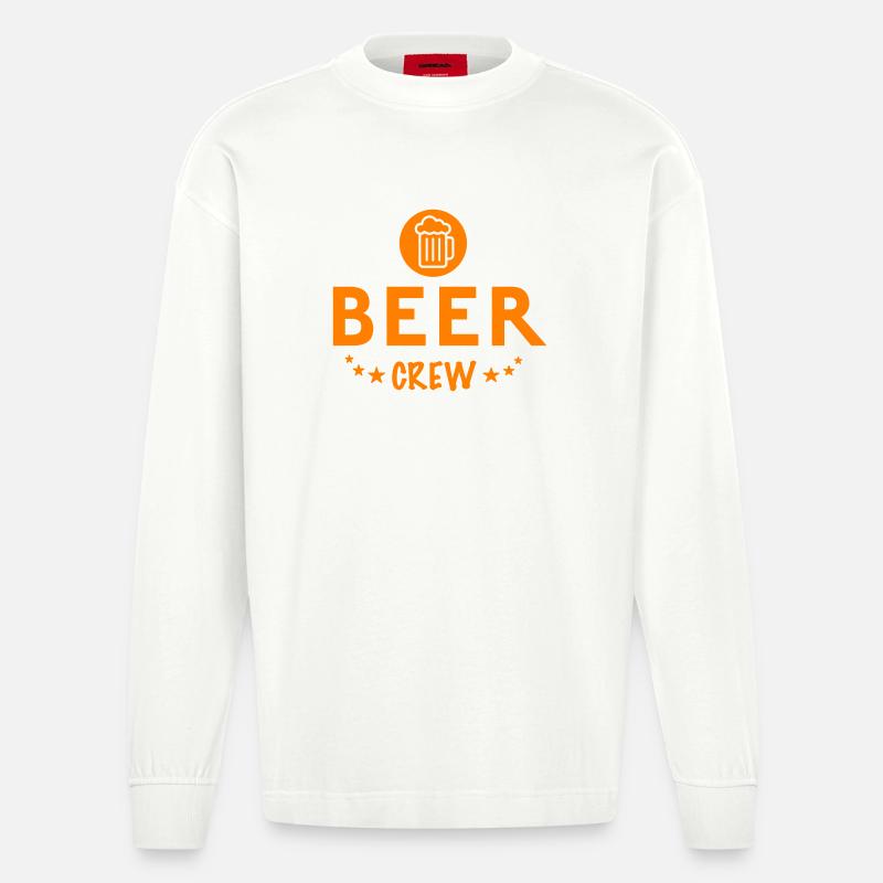 Équipe de bière - Manches longues bio épais oversize fabriqué en UE - OFF WHITE