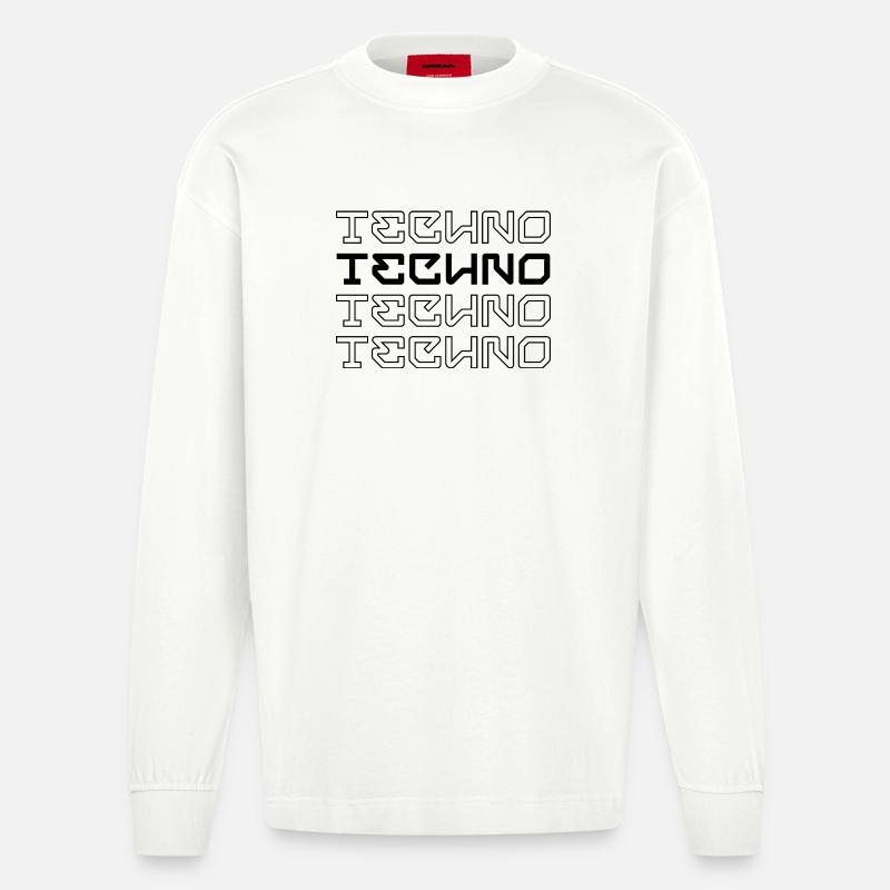 Techno-modernes Typografie-Logodesign - Heavyweight Oversized Organic Langarmshirt Made in EU - OFF WHITE