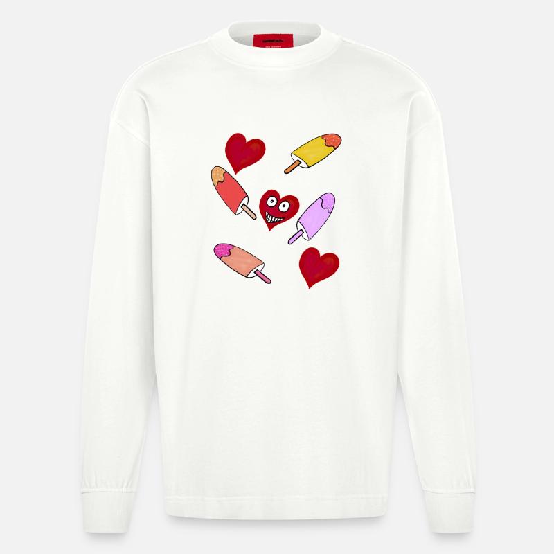 Eis Eiskrem Eiscreme Kinder - Heavyweight Oversized Organic Langarmshirt Made in EU - OFF WHITE