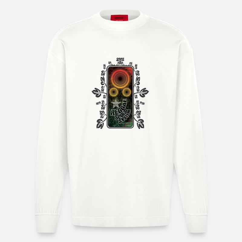 Reggae Sound System Glow - Heavyweight Oversized Organic Langarmshirt Made in EU - OFF WHITE
