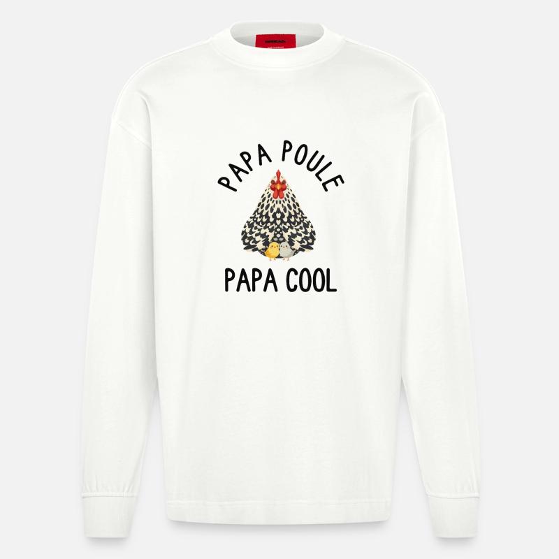 Daddy Hen Cool Daddy - Heavyweight Oversized Organic Langarmshirt Made in EU - OFF WHITE