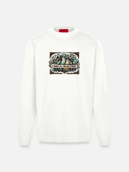 J’ai toutes les solutions – conception chimique - Manches longues bio épais oversize fabriqué en UE - OFF WHITE