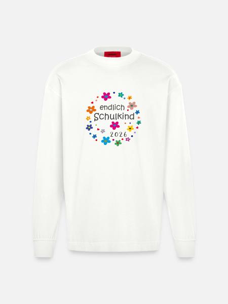 Finally a schoolchild in 2026 - Heavyweight Oversized Organic Longsleeve Shirt Made in EU - OFF WHITE