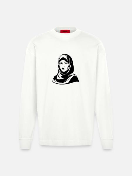 Hijab Woman - Heavyweight Oversized Organic Longsleeve Shirt Made in EU - OFF WHITE
