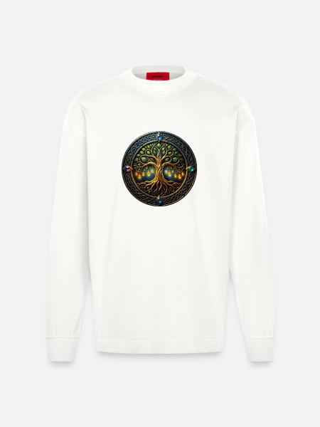 Fantasiebaum des Lichts - Heavyweight Oversized Organic Langarmshirt Made in EU - OFF WHITE