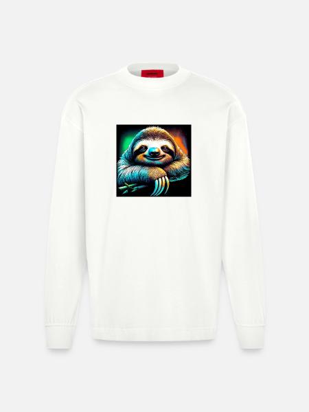 sloth - Heavyweight Oversized Organic Longsleeve Shirt Made in EU - OFF WHITE