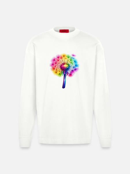 Regenbogen-Pusteblume - Heavyweight Oversized Organic Langarmshirt Made in EU - OFF WHITE