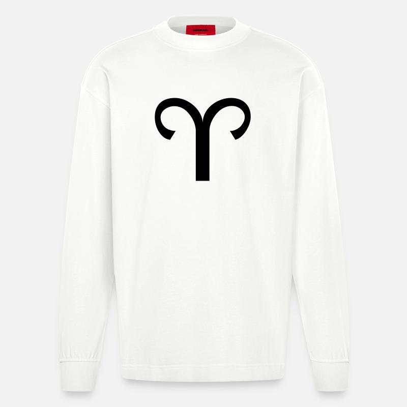 Sternzeichen Widder - Heavyweight Oversized Organic Langarmshirt Made in EU - OFF WHITE