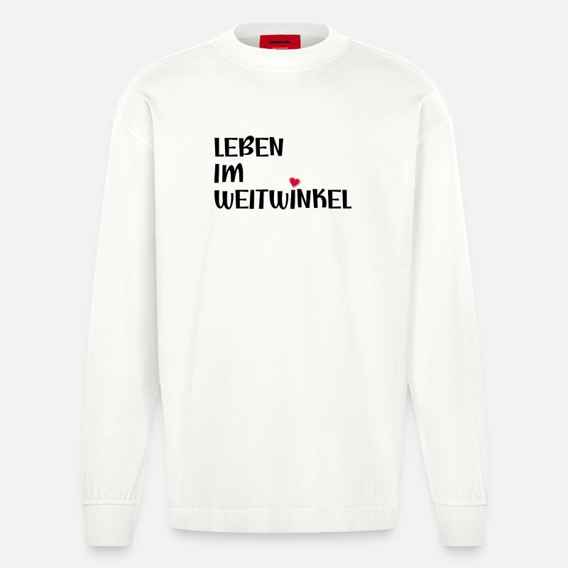 LEBEN IM WEITWINKEL - SOLIDARITAET - Heavyweight Oversized Organic Langarmshirt Made in EU - OFF WHITE