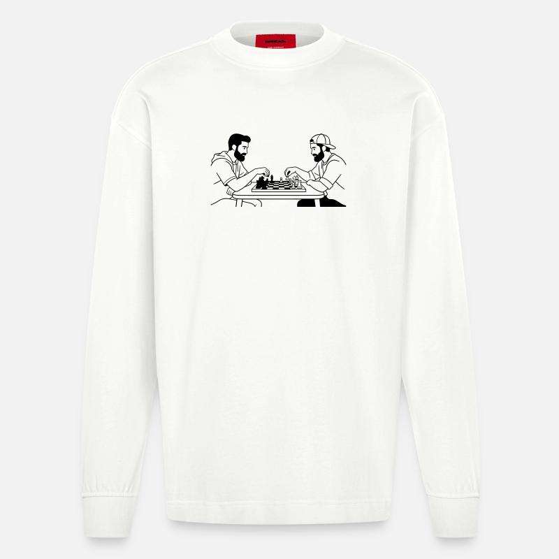 échecs - Manches longues bio épais oversize fabriqué en UE - OFF WHITE