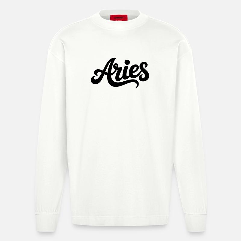 Widder - Sternzeichen Design - Heavyweight Oversized Organic Langarmshirt Made in EU - OFF WHITE