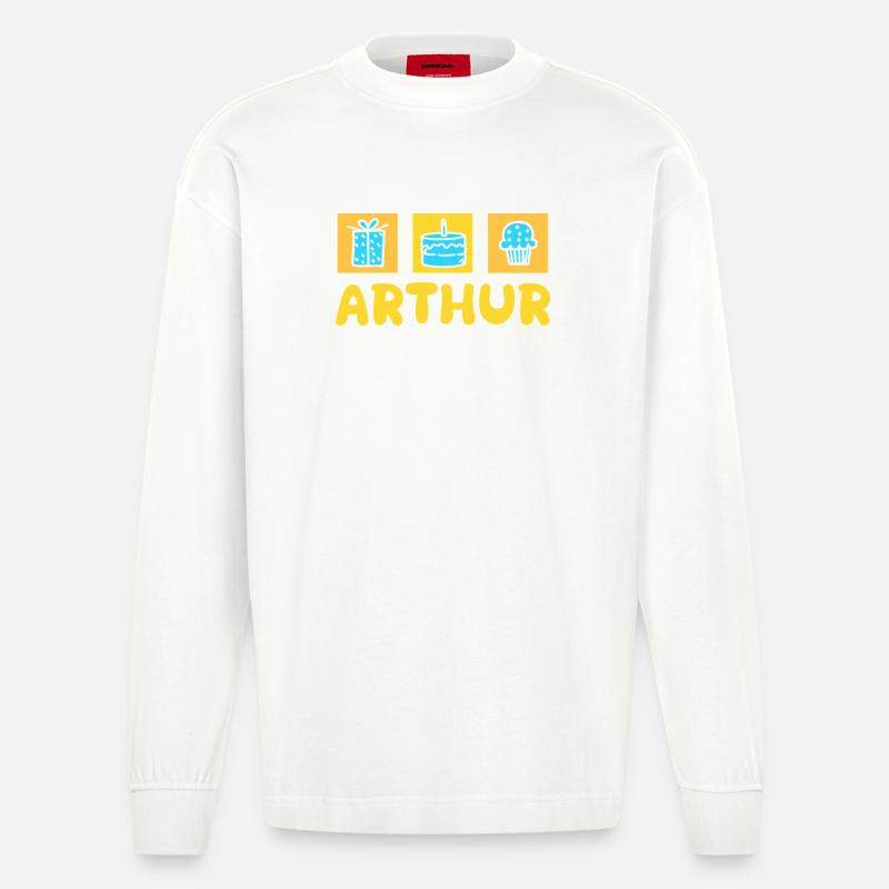 Arthur as a gift - Heavyweight Oversized Organic Longsleeve Shirt Made in EU - OFF WHITE