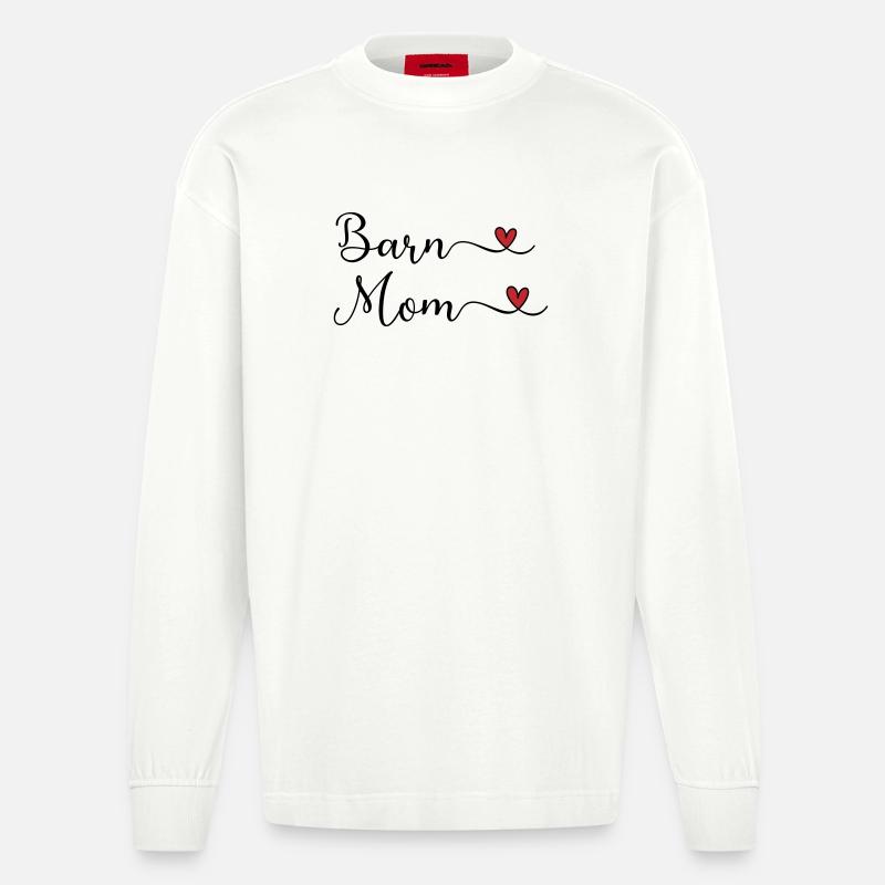 Barn Mom - Reitstall Mutter - Heavyweight Oversized Organic Langarmshirt Made in EU - OFF WHITE