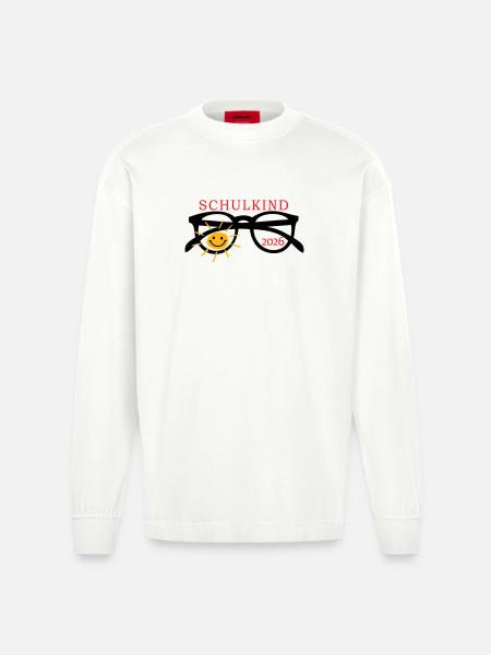 coole Sonnenbrille Schulkind - Heavyweight Oversized Organic Langarmshirt Made in EU - OFF WHITE