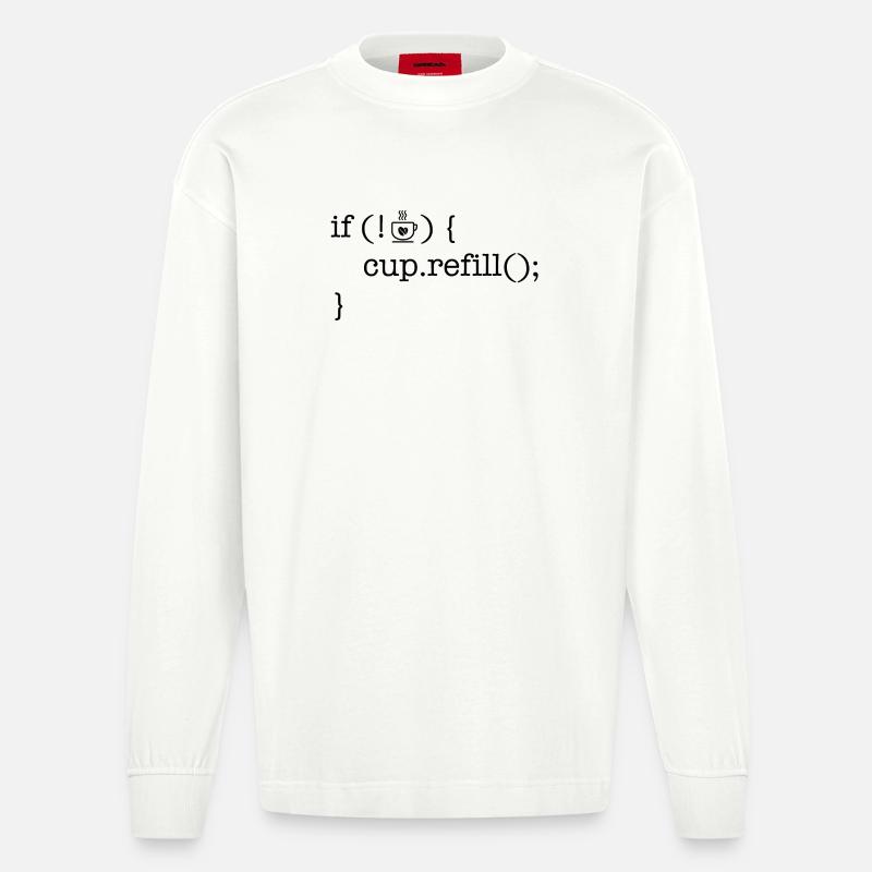 Coffee code software developer humor - Heavyweight Oversized Organic Longsleeve Shirt Made in EU - OFF WHITE