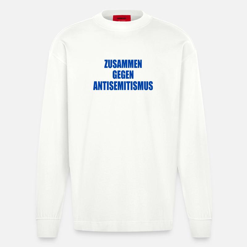 zusammen gegen antisemitismus - Heavyweight Oversized Organic Langarmshirt Made in EU - OFF WHITE