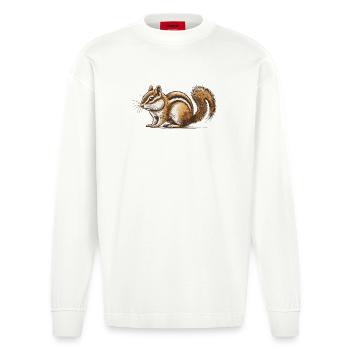 Streifenhörnchen - Heavyweight Oversized Organic Langarmshirt Made in EU - OFF WHITE - Vorne