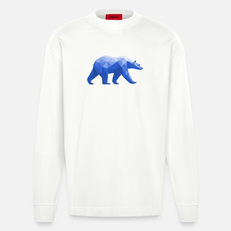 Polar Bär Polygon Eisbär Winter - Heavyweight Oversized Organic Langarmshirt Made in EU - OFF WHITE