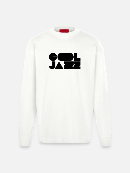 Bold cool jazz logo design - Heavyweight Oversized Organic Longsleeve Shirt Made in EU - OFF WHITE