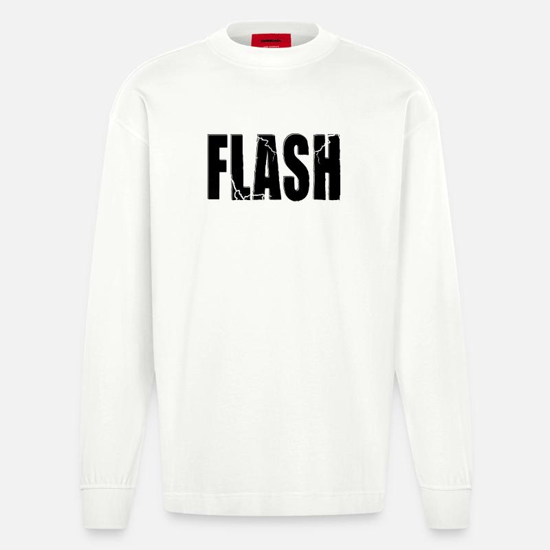 FLASH CLAIM mit Blitz - Heavyweight Oversized Organic Langarmshirt Made in EU - OFF WHITE