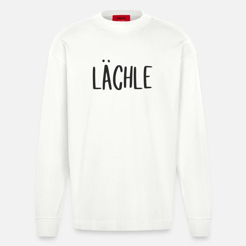 lächle - lachen gute Laune - Heavyweight Oversized Organic Langarmshirt Made in EU - OFF WHITE