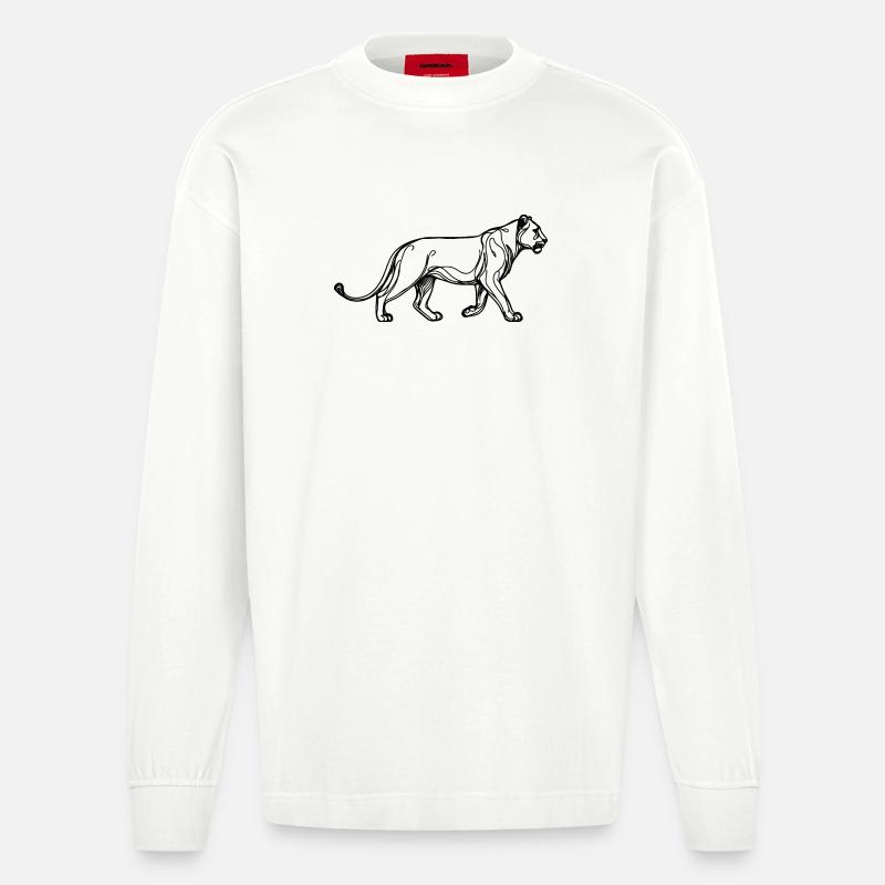 Löwen-Essenz - Heavyweight Oversized Organic Langarmshirt Made in EU - OFF WHITE
